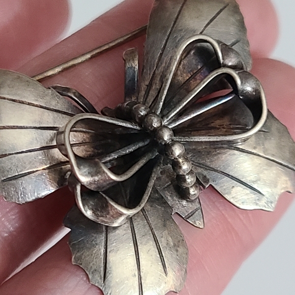 Vintage Hobe Sterling Silver Butterfly Brooch 3D 925 7g RARE estate Vtg - Picture 4 of 6